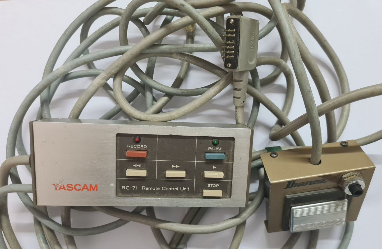 Tascam RC-71 MODIFIED !! REMOTE with foot switch long lead and plug