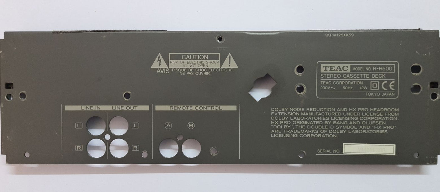 TEAC CASSETTE R-H500 rear metal panel