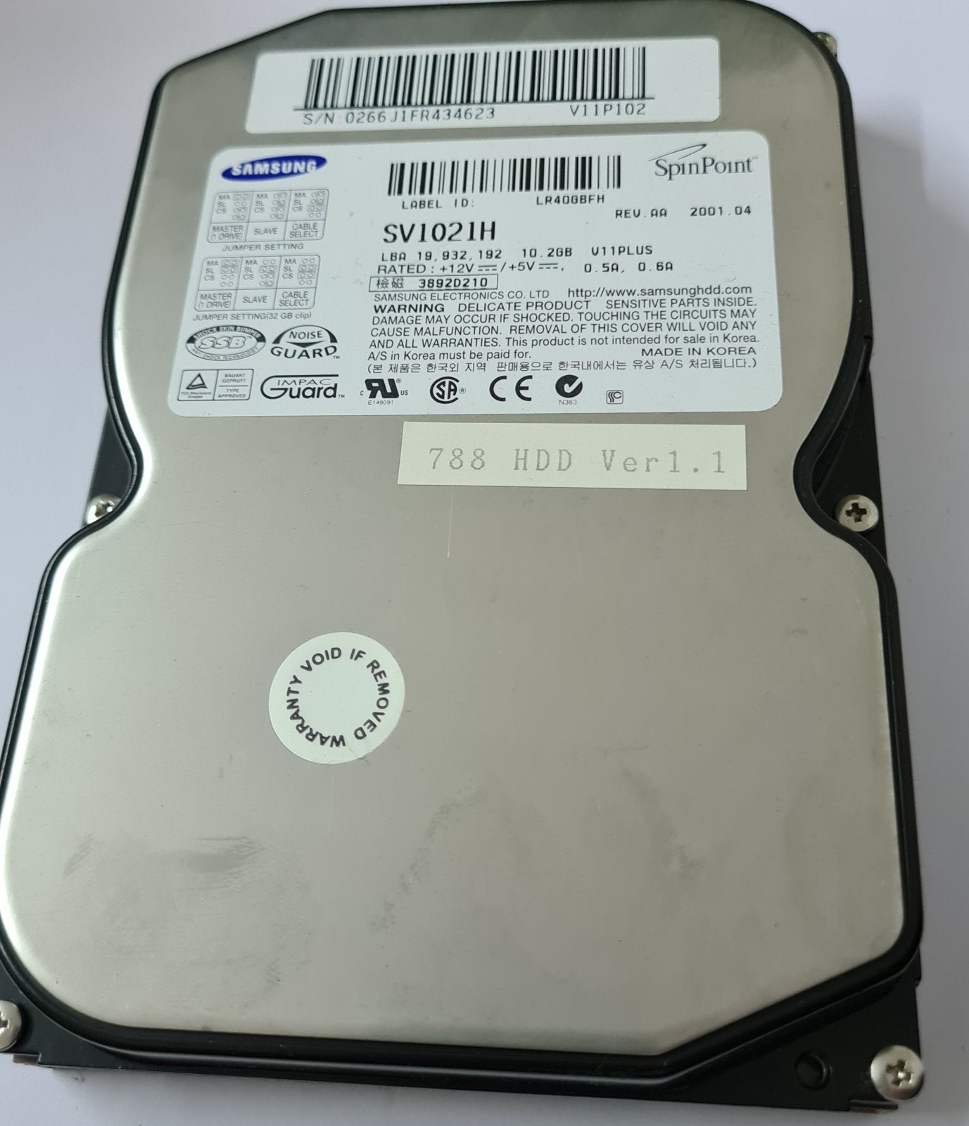 TASCAM 788 PORTASTUDIO HARD DRIVE 10 GBYTE