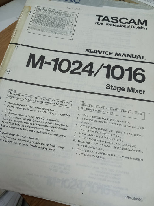 TASCAM M-1024 M-1016 MIXER SERVICE MANUAL