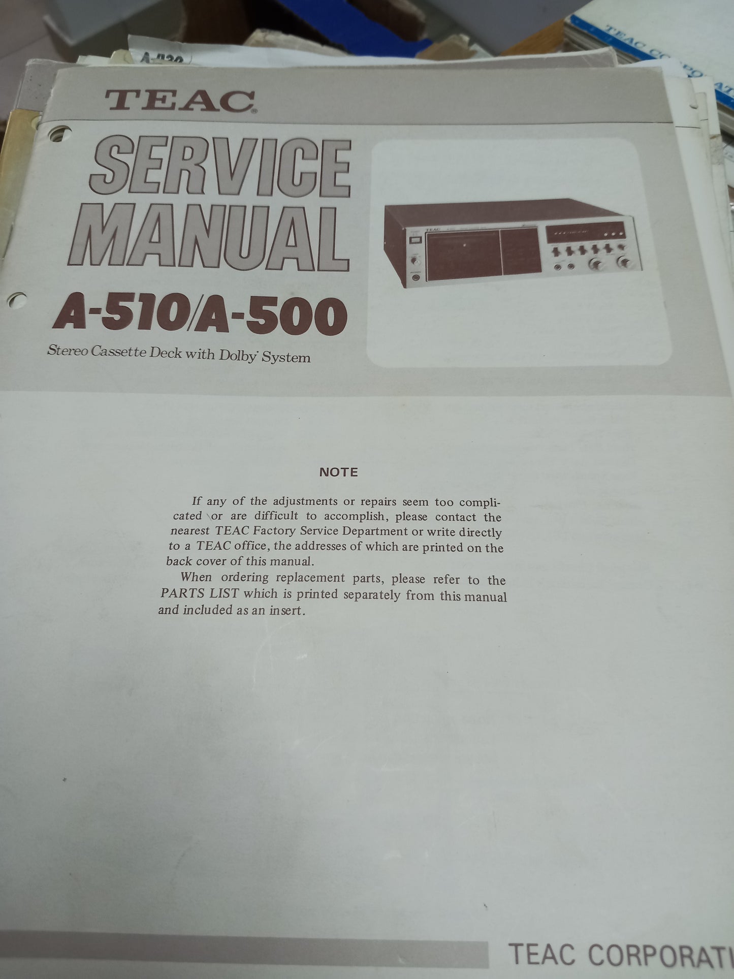 TEAC A-510 A-500 SERVICE MANUAL
