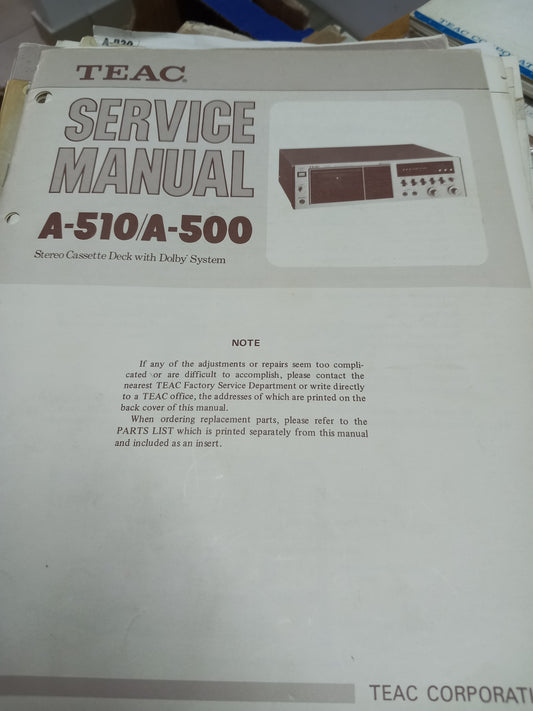 TEAC  A-510 A-500 SERVICE MANUAL