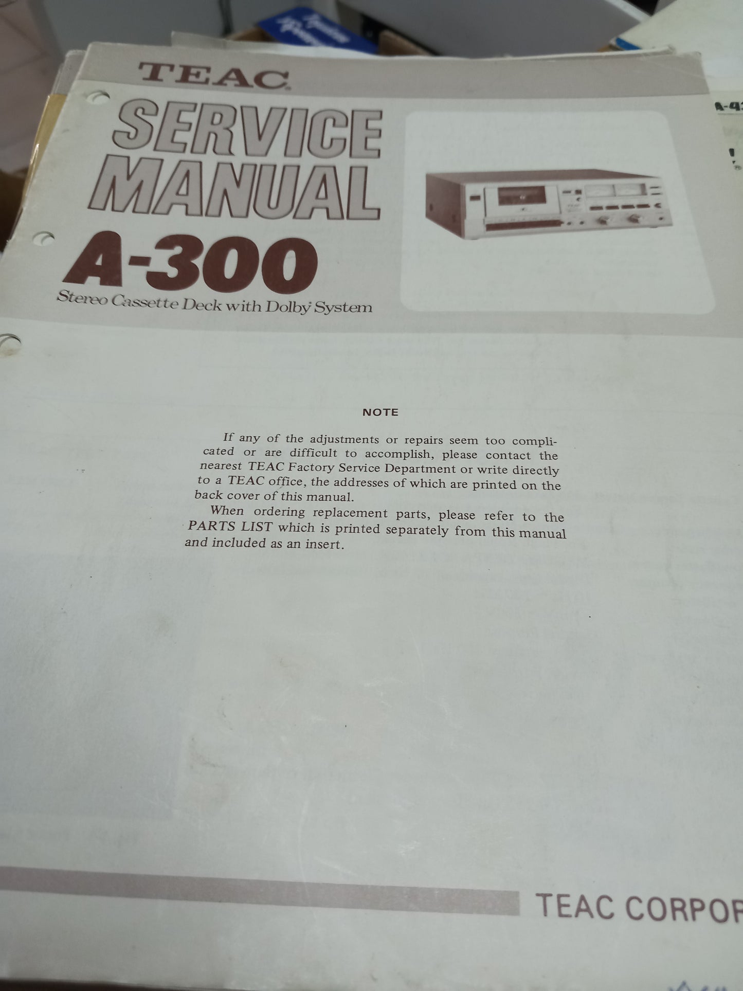 TEAC A-300 SERVICE MANUAL