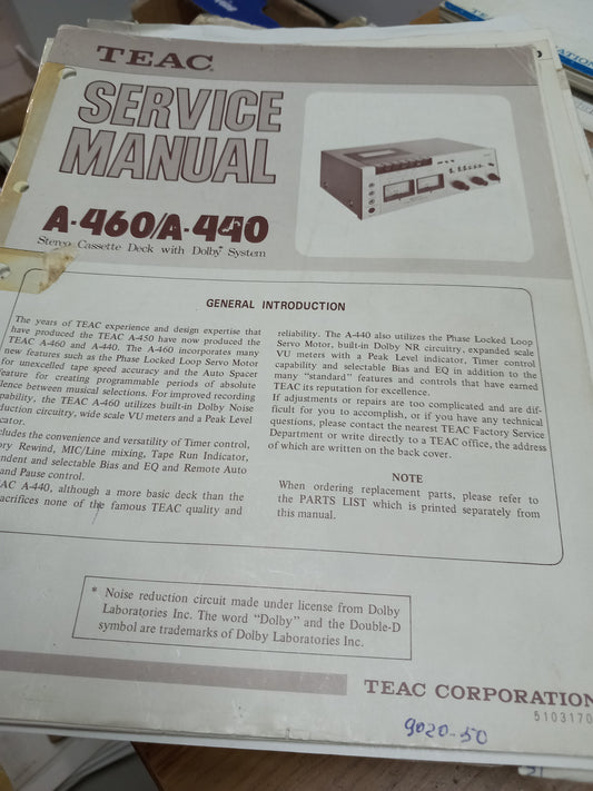 TEAC  A-460 A-440 SERVICE MANUAL