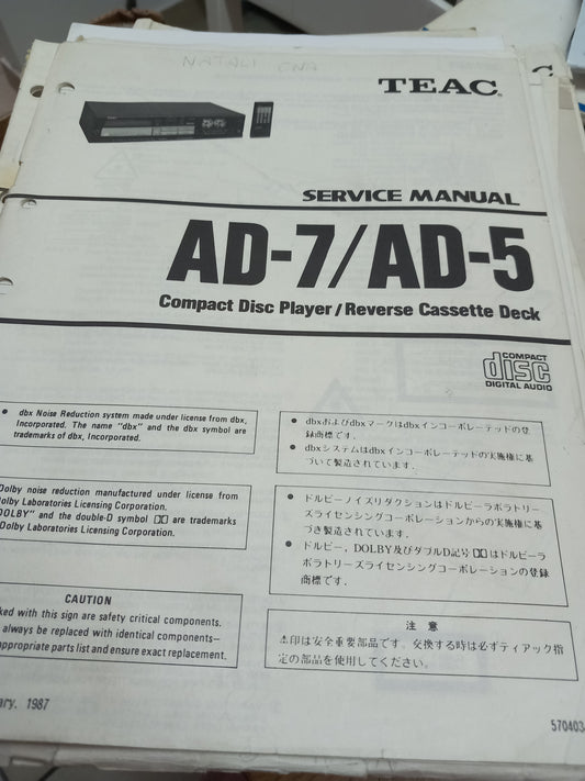 TEAC AD-7 AD-5 SERVICE MANUAL