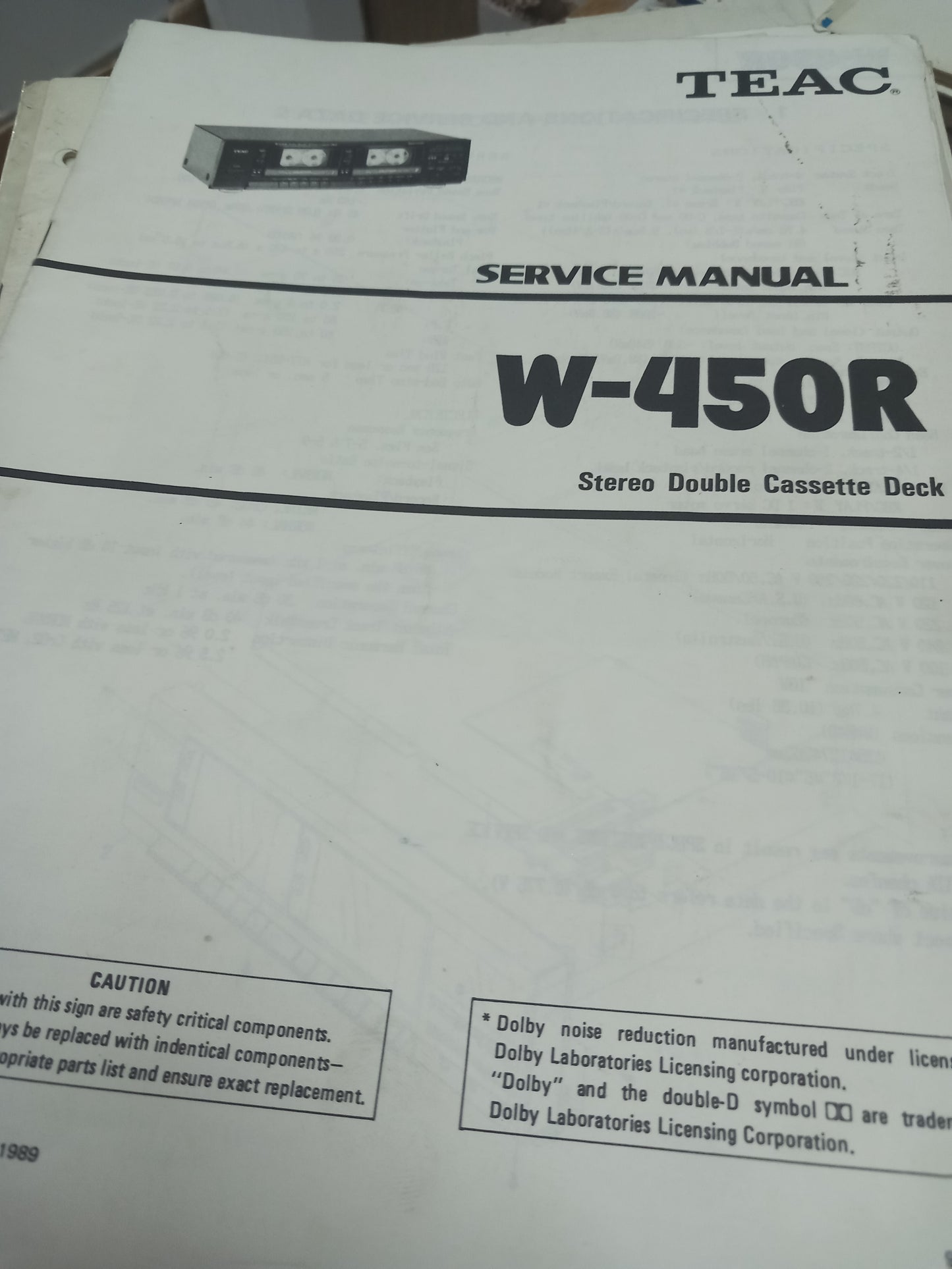 TEAC W-450R SERVICE MANUAL
