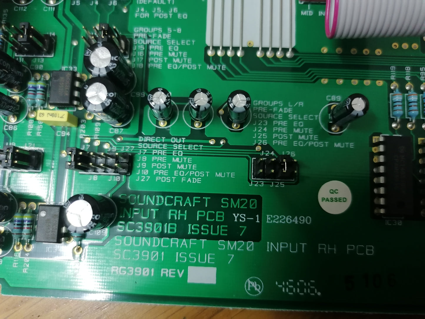 Soundcraft SM-20 complete input channel LH PCB SC3900 ISS 2 RH PCB SC3901B ISS7