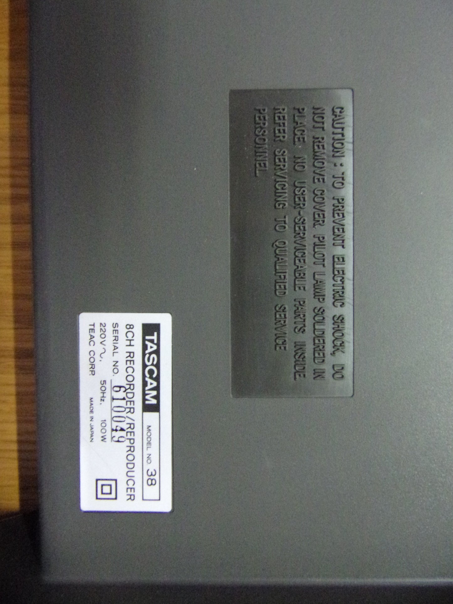 Tascam 38 brown rear plastic panel