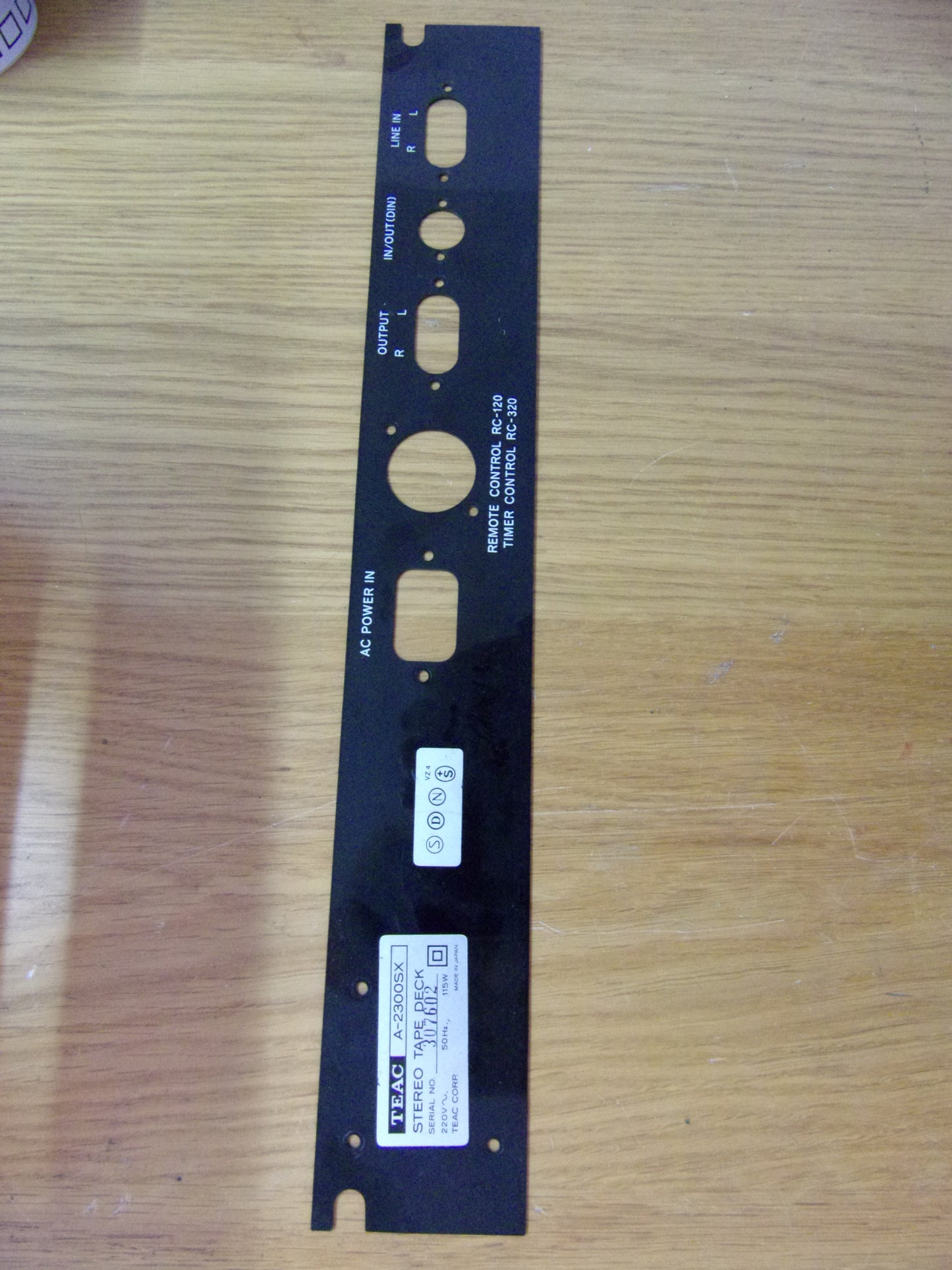 TEAC A-2300SX A-3300SX PLASTIC REAR COSMETIC PANEL