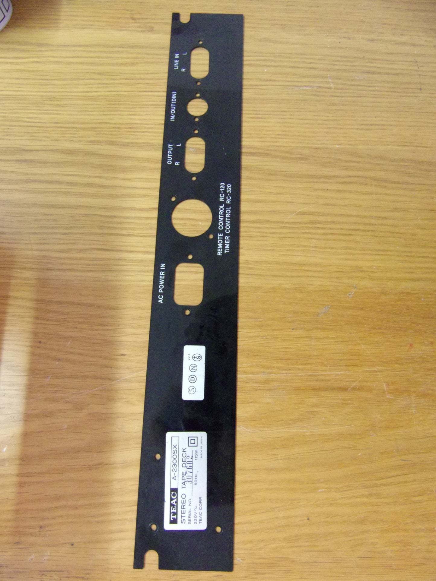 TEAC A-2300SX A-3300SX PLASTIC REAR COSMETIC PANEL