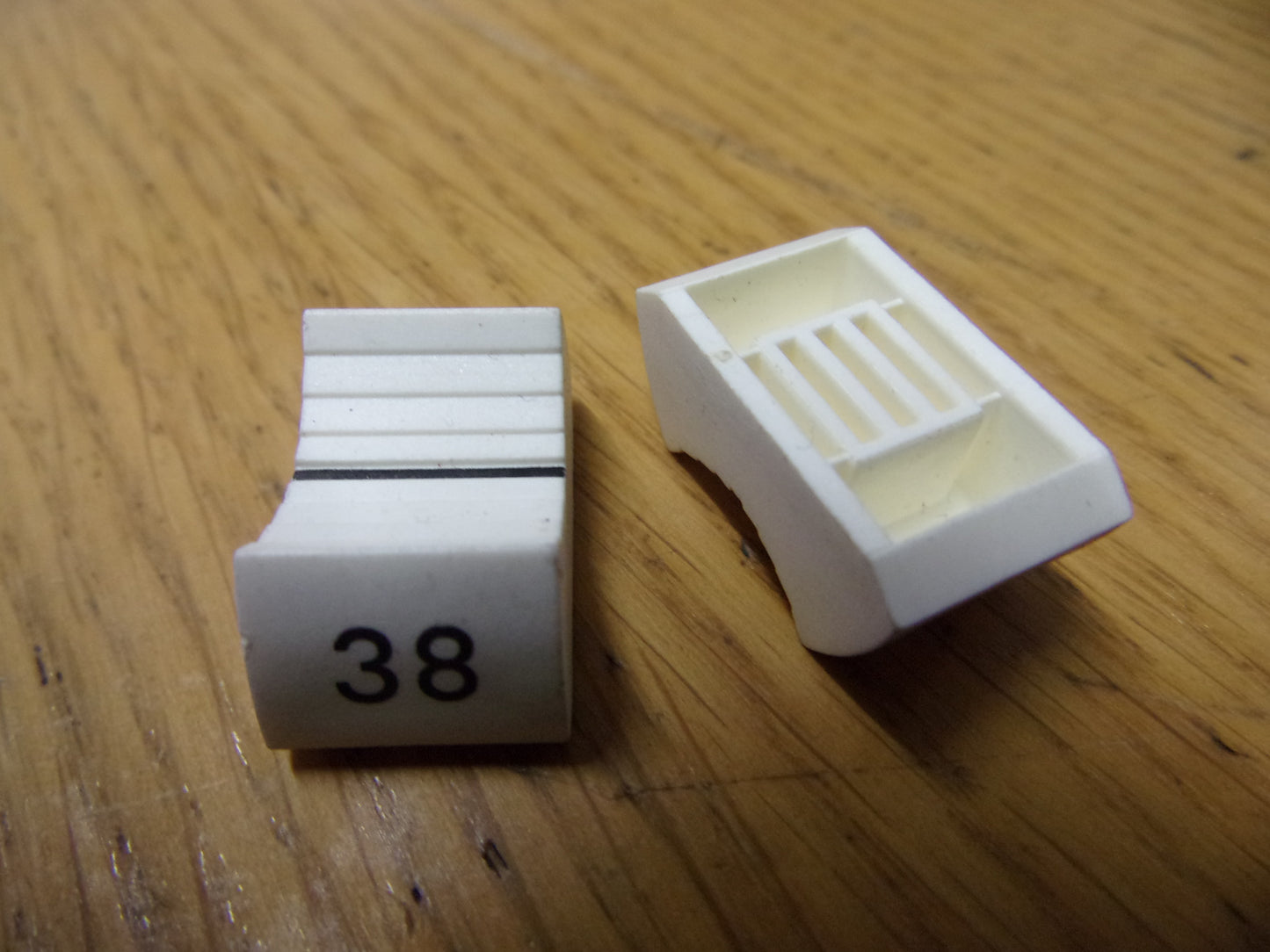 White large Fader cap push button 26mm x 14.8mm 7mm Tang marked 38 pack of 10