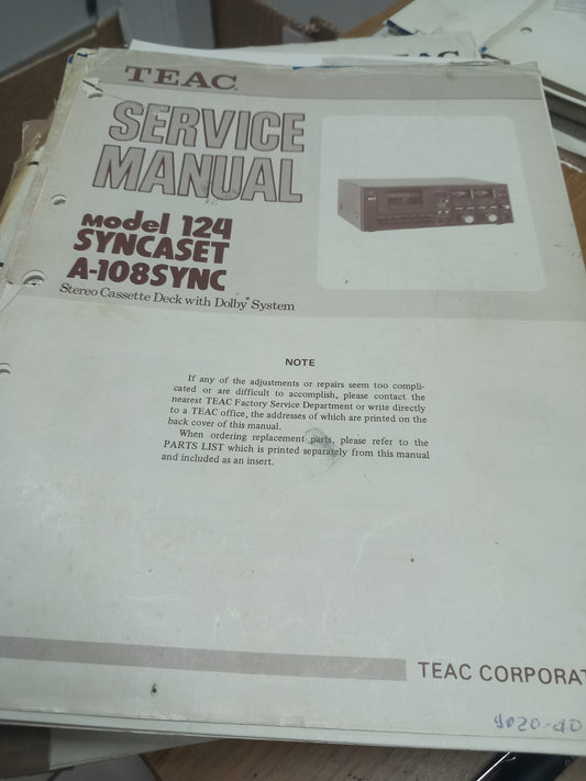 TEAC Model 124 SYNCASET A-108SYNC SERVICE MANUAL