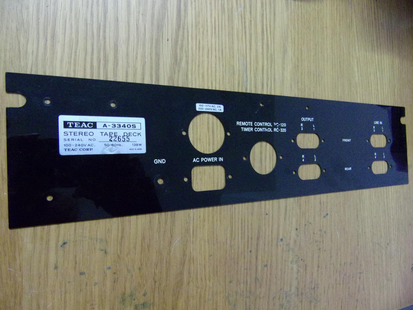 Teac A-3340S rear plastic cosmetic panel