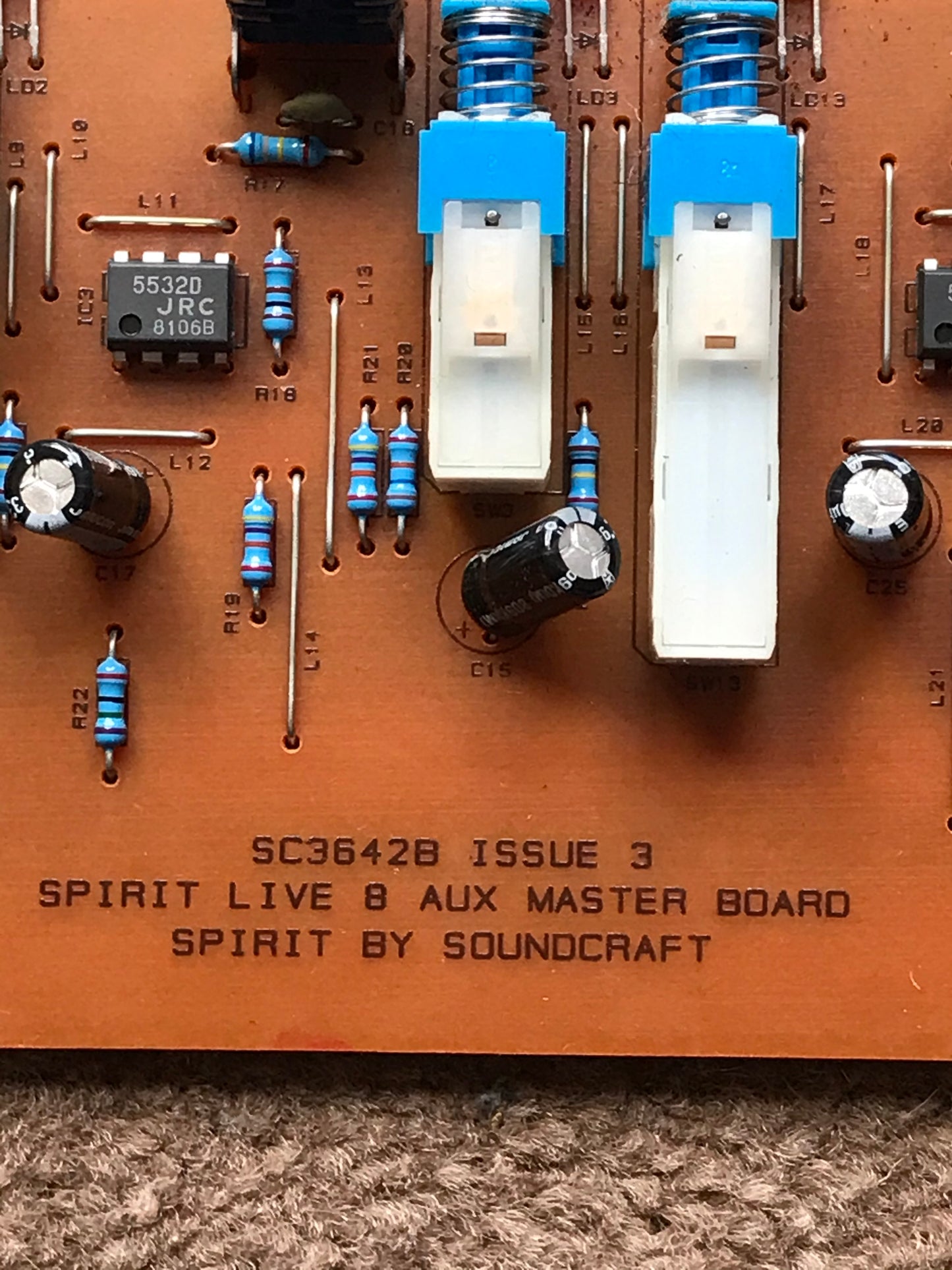 Soundcraft spirit 8 live 8 SC3642B AUX Master PCB Issue 3