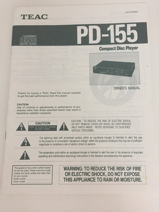 TEAC PD-155 Compact disk player owners manual Original