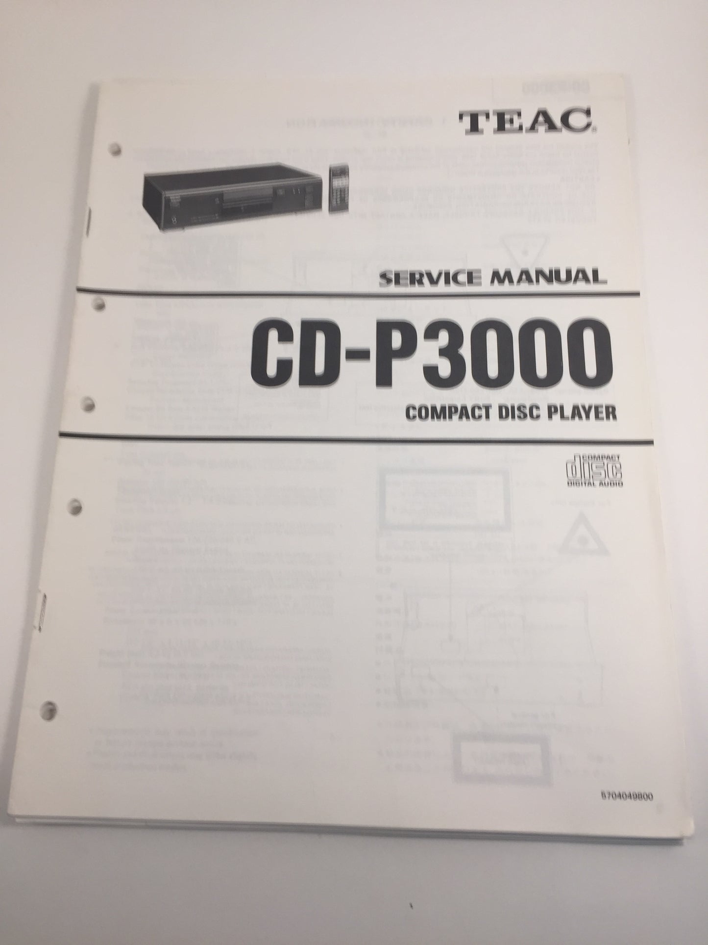 TEAC CD-P3000 Compact disc player service manual