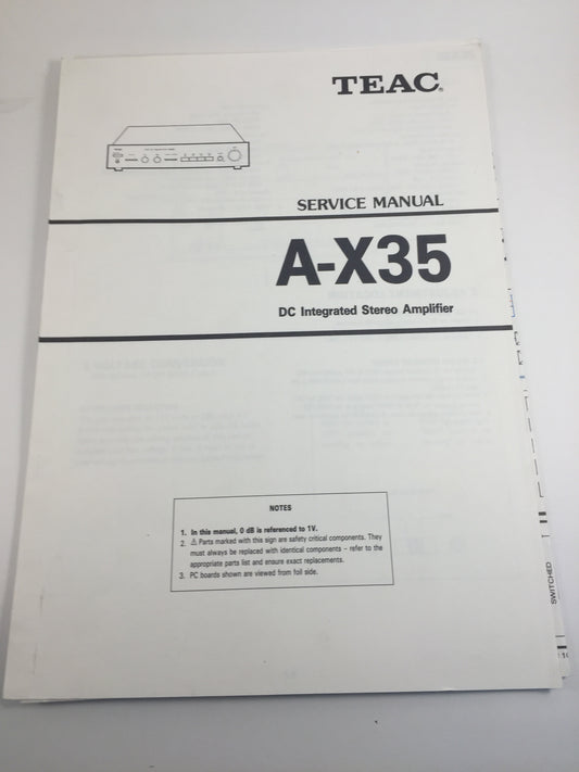 TEAC A-X35 DC Itegrated Stereo Amplifier Service Manual