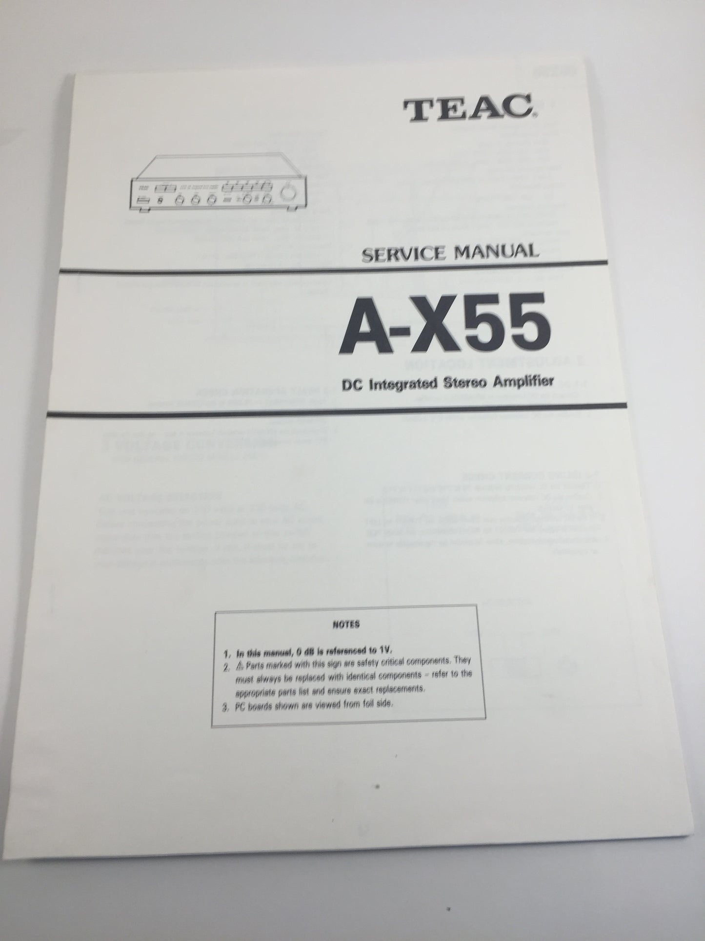 TEAC A-X55 DC Integrated Stereo Amplifier Service Manual