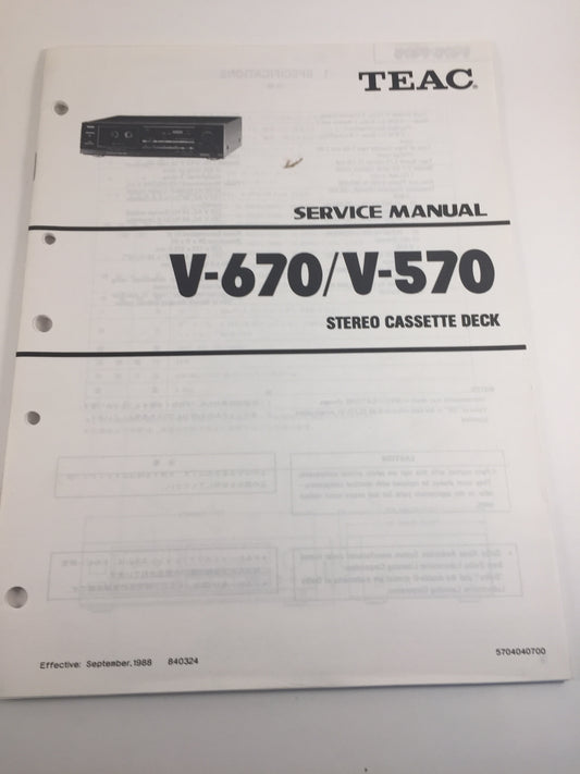 TEAC V-670/V-570 Stereo Cassette Deck Service Manual