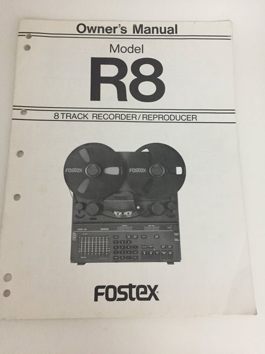 FOSTEX Model R8 8 TRACK RECORDER/REPRODUCER Owner's Manual
