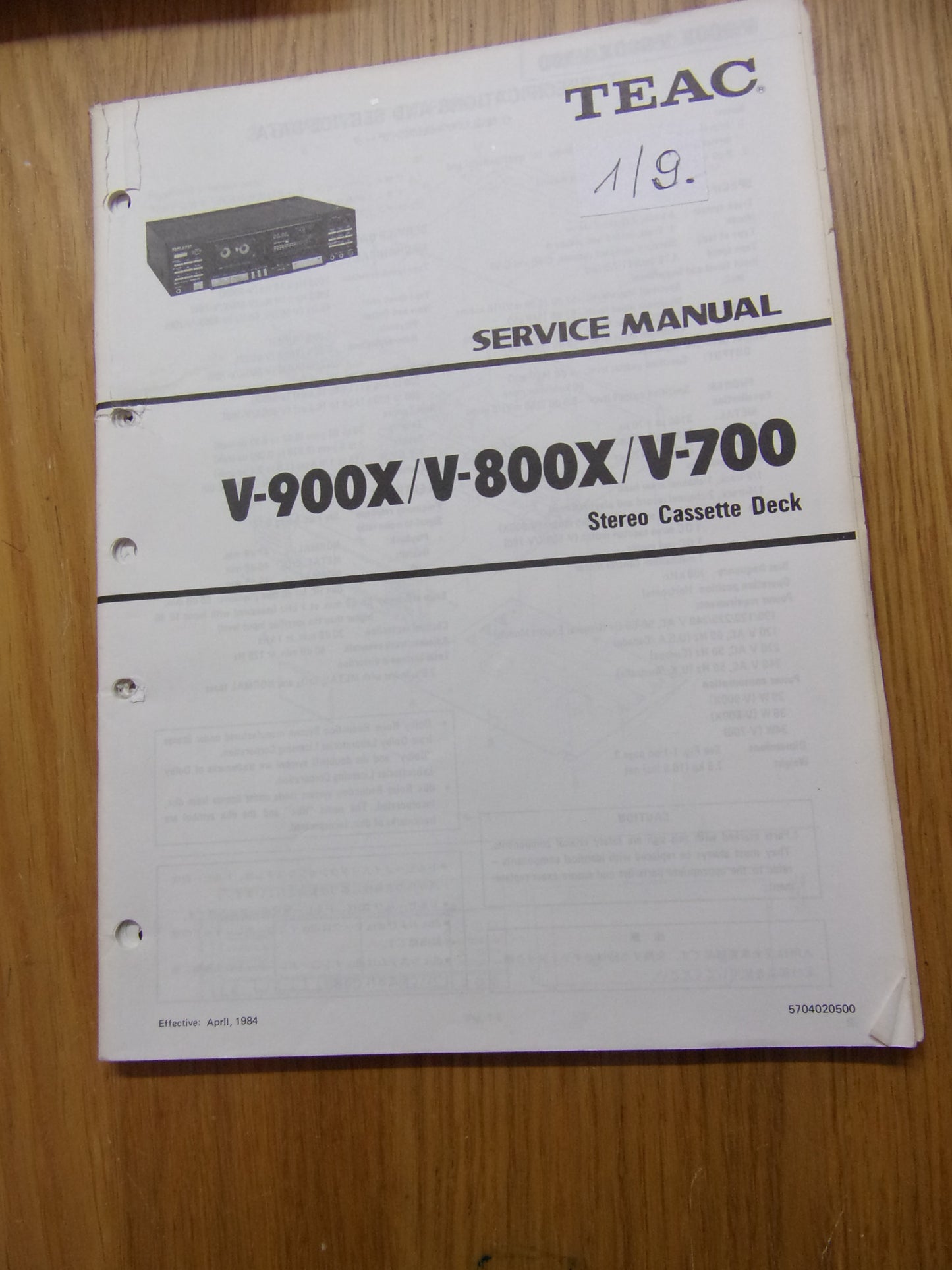 TEAC V-900X/V-800X/V-700  SERVICE MANUAL