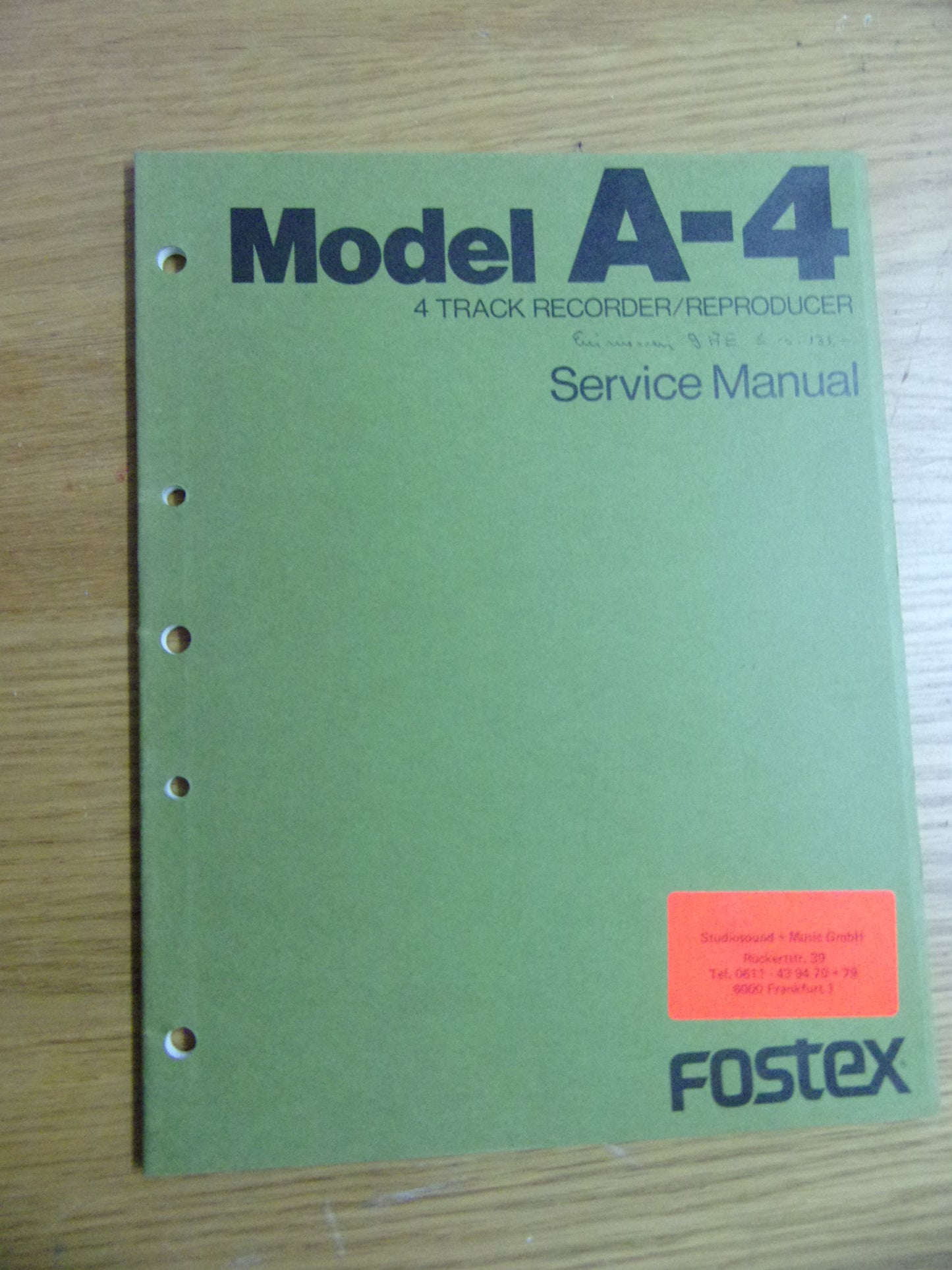 FOSTEX A-4 SERVICE MANUAL